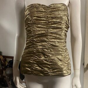 Gold Strapless Ruched Blouse